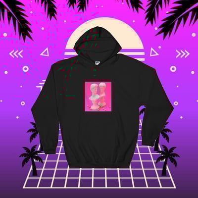 Vaporwave twins plaster hoodie in black - Thumbnail 5