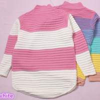 Harajuku Macarons Color Stripe Ice Cream Rainbow Sweater - Thumbnail 3