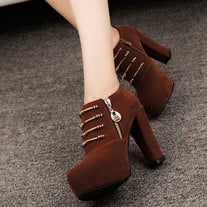 Cool Black Zipper High Heel Shoes Q-0008