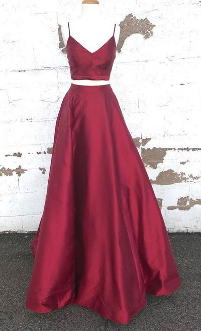 Sexy Two Piece Burgundy Prom Dresses
