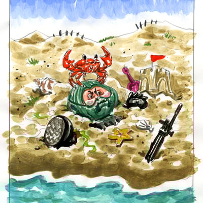 Beached fred / washed up wayne color rough - g.i. jokes series 2 2018 - Thumbnail 5