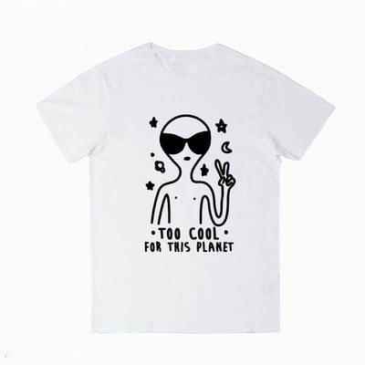 TOO COOL FOR THIS PLANET TEE IN WHITE