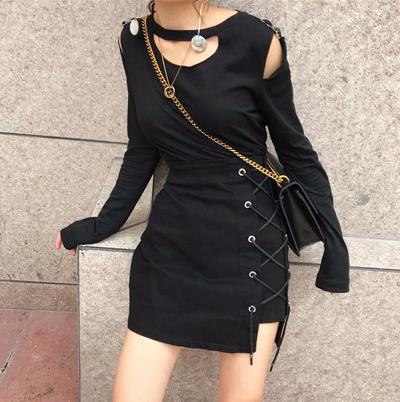 Irregular Cross Strap A-line Skirt