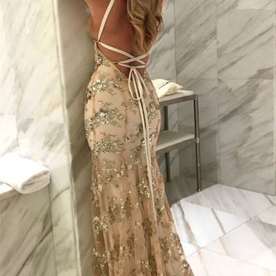 Sexy halter prom dress, backless long prom dress, grey mermaid evening dress