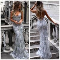 Sexy Halter Prom Dress, Backless Long Prom Dress, Grey Mermaid Evening Dress - Thumbnail 1