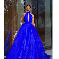 2019 Sexy Open Back Prom Dress Puffy Halter Neck Long Formal Pageant Holidays Wear Graduation Evening Party Gown Custom Made Plus Size - Thumbnail 2