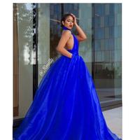 2019 Sexy Open Back Prom Dress Puffy Halter Neck Long Formal Pageant Holidays Wear Graduation Evening Party Gown Custom Made Plus Size - Thumbnail 3