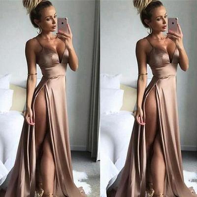 High split prom dress new spaghetti straps sleeveless long formal holidays wear graduation evening party gown custom made plus size