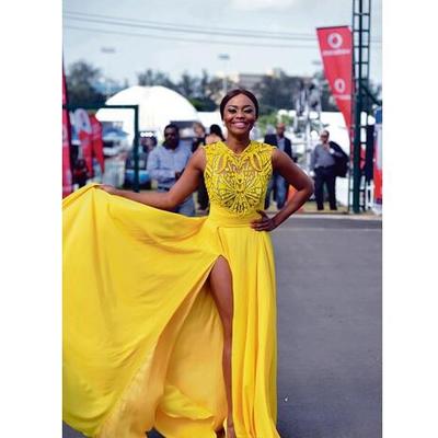 Yellow chiffon prom dress arabic cheap simple high split sexy formal summer holidays wear evening party gown custom made plus size