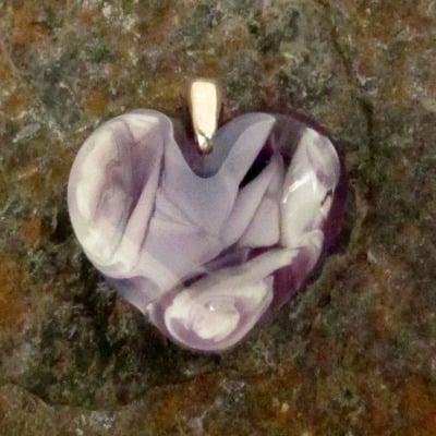 Lunar purple glass heart pendant