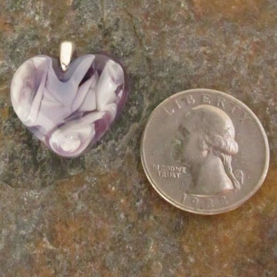 Lunar purple glass heart pendant
