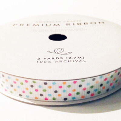 American crafts rainbow polka dot ribbon 3 yrds