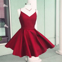 Burgundy Short Homecoming Dresses with Bowknot - Thumbnail 1