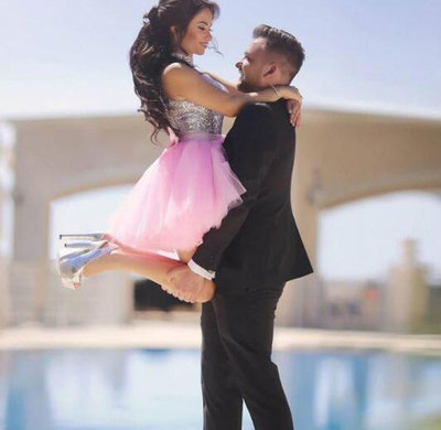 Short Pink Homecoming Dresses with Bow