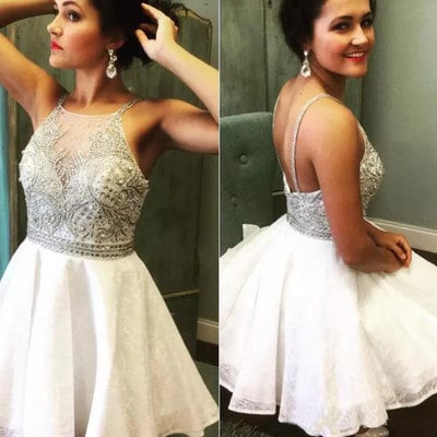 Short homecoming dresses with beaded  - Thumbnail 5