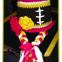 Crochet Football Hat Blue - Thumbnail 3