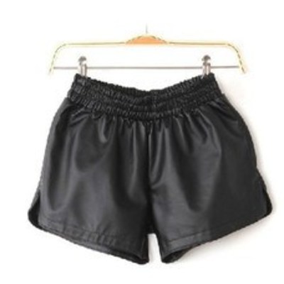 High waist faux leather shorts