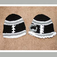 Crochet Football Hat Blue - Thumbnail 1