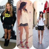 High Waist Faux Leather Shorts - Thumbnail 1