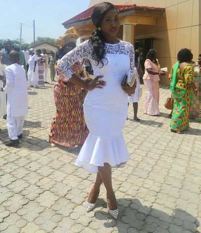 White Mermaid Lace Prom Dresses Scoop Three Quarters Sleeve African Girl Black Girl Evening Formal Gowns