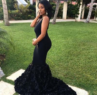 Black Mermaid Lace Prom Dresses Scoop African Girl Black Girl Evening Formal Gowns
