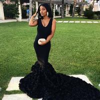 Black Mermaid Lace Prom Dresses Scoop African Girl Black Girl Evening Formal Gowns - Thumbnail 1