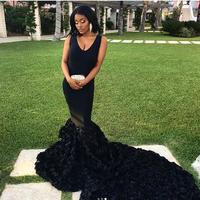 Black Mermaid Lace Prom Dresses Scoop African Girl Black Girl Evening Formal Gowns - Thumbnail 2