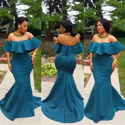 Simple mermaid prom dresses off the shoulder african girl black girl evening formal gowns