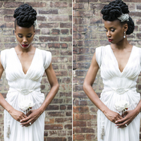 Simple A Line Chiffon Wedding Dresses Ruffle Beading Crystals South African Girl Bridal Gowns - Thumbnail 1