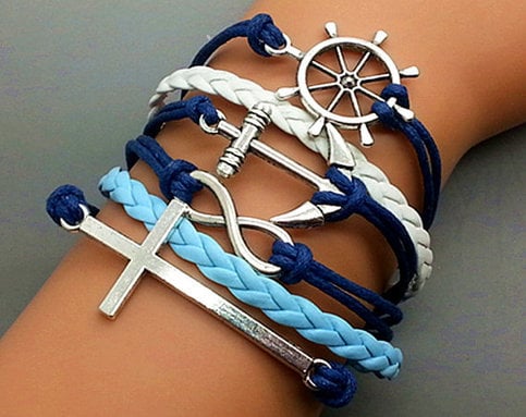 Cross, Infinity, Anchor Rope Bracelet