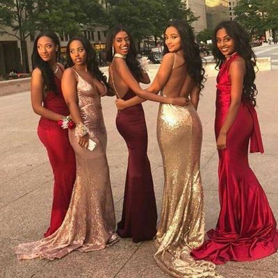 Affordable mismatched mermaid long bridesmaid dresses, cheap unique custom long bridesmaid dresses, affordable bridesmaid gowns