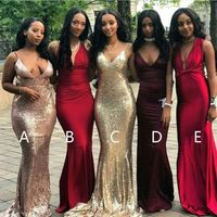 Affordable Mismatched Mermaid Long Bridesmaid Dresses, Cheap Unique Custom Long Bridesmaid Dresses, Affordable Bridesmaid Gowns - Thumbnail 1