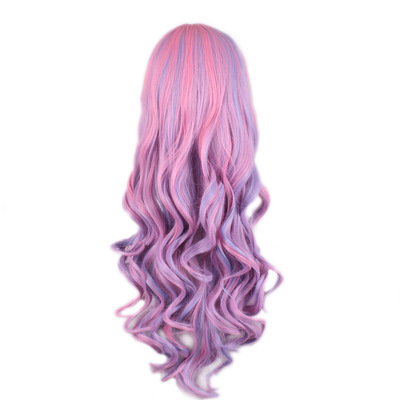 Harajuku gradient rainbow ice cream long curly wig