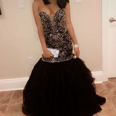 Black mermaid tulle prom dresses sweetheart beading crystals african girl black girl evening formal gowns