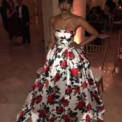 Floral print ball gown prom dresses crew strapless african girl black girl evening formal gowns