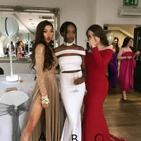 3 Different Style Mermaid Prom Dresses Crew Neck Beading Crystals African Girl Black Girl Evening Formal Gowns - Thumbnail 1