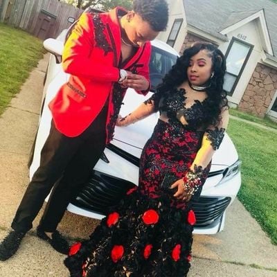 Black and red mermaid prom dresses crew neck 3d flowers sheer long sleeve african girl black girl evening formal gowns