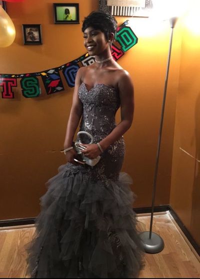 Grey Mermaid Tulle Prom Dresses Sweetheart Lace Bodice Tiered Black Girl African Girl Evening Formal Gowns