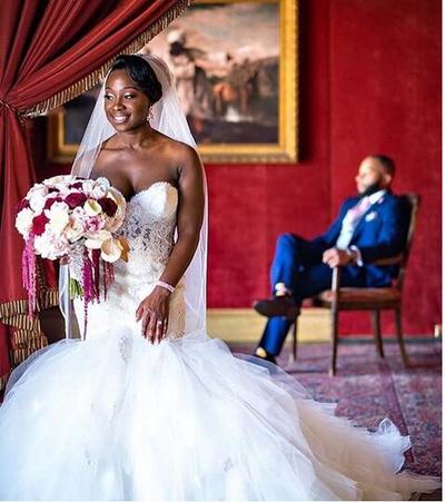 White Mermaid Tulle Wedding Dresses Sweetheart Lace Mermaid Bridal Gowns