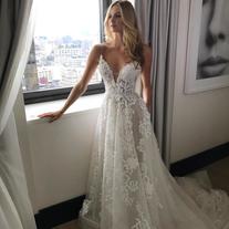 Gorgeous Straps A-line White Long Wedding Dress with Train