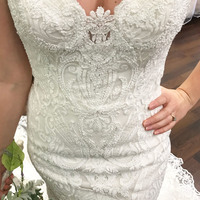 Gorgeous Sweetheart White Lace Mermaid Long Bridal Gown with Train - Thumbnail 2