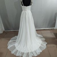 Elegant Fashion V Neck A Line Chiffon White Beach Wedding Dress with Beading - Thumbnail 1