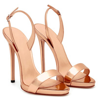 Simple Open Toe Stiletto High Heels Sandals Q-0037 - Thumbnail 3