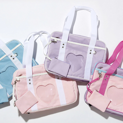 Japanese harajuku transparent heart design hand bag