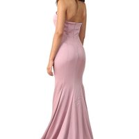 Simple Mermaid Strapless Blush Pink Prom Dresses Sleeveless Evening Formal Gowns - Thumbnail 1