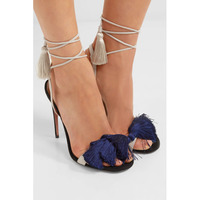 Tassels Patchwork Stiletto Heel Peep-toe Straps High Heel Sandals Q-0046 - Thumbnail 1