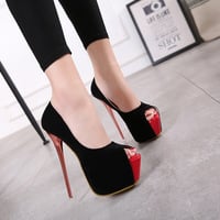 Platform Peep Toe Super High Stiletto Heels Sandals Party Shoes Q-0050 - Thumbnail 2