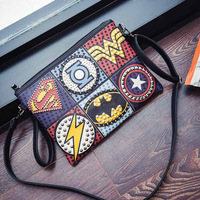 Super Hero Logo Marvel Rivet Design Women's Shoulder Bag Clutch Bag - Thumbnail 2
