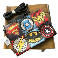 Super Hero Logo Marvel Rivet Design Women's Shoulder Bag Clutch Bag - Thumbnail 3