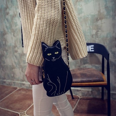 Cute black cat shoulder bag sling bag
